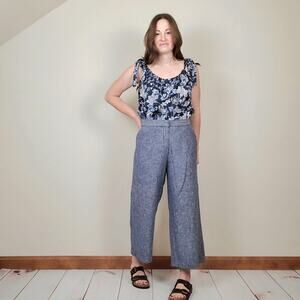 Old Navy Linen Blend Trousers Blue Medium